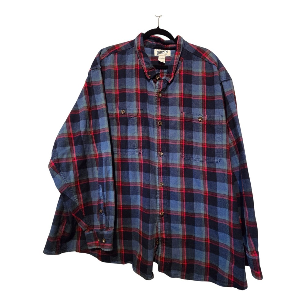 Duluth Trading Co. Relaxed Fit Plaid Flannel Shirt Men's 4XL Blue Red  Comfort